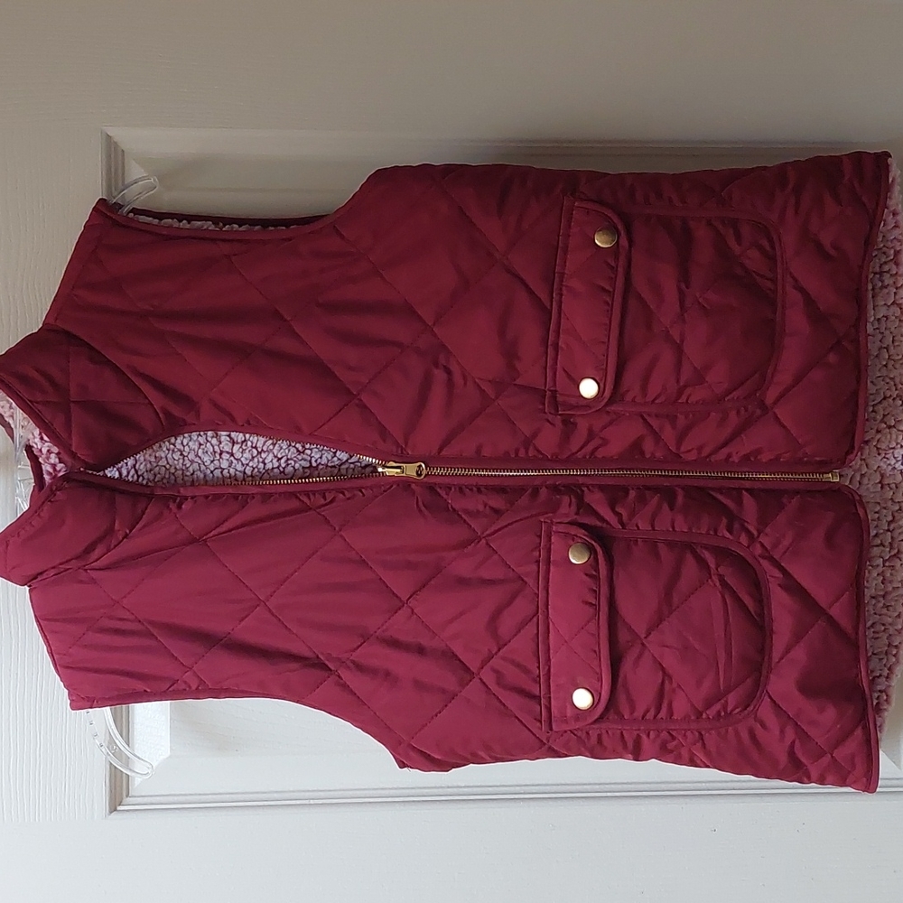 Pink Lily Reversible Quilted Red Vest